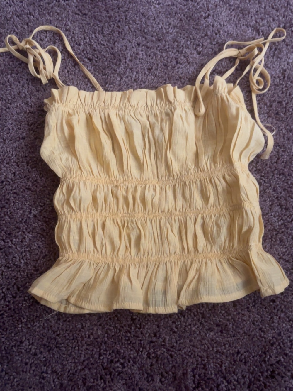 Yellow Smocked Tie-Strap Women's Top